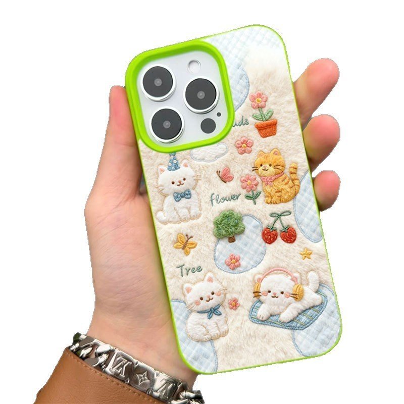 In Hình Mèo Cam Thích Hợp Cho iPhone17 / 16promax Ốp Điện Thoại 1413 / 12 11 Nửa Gói Mềm Hoạt Hình