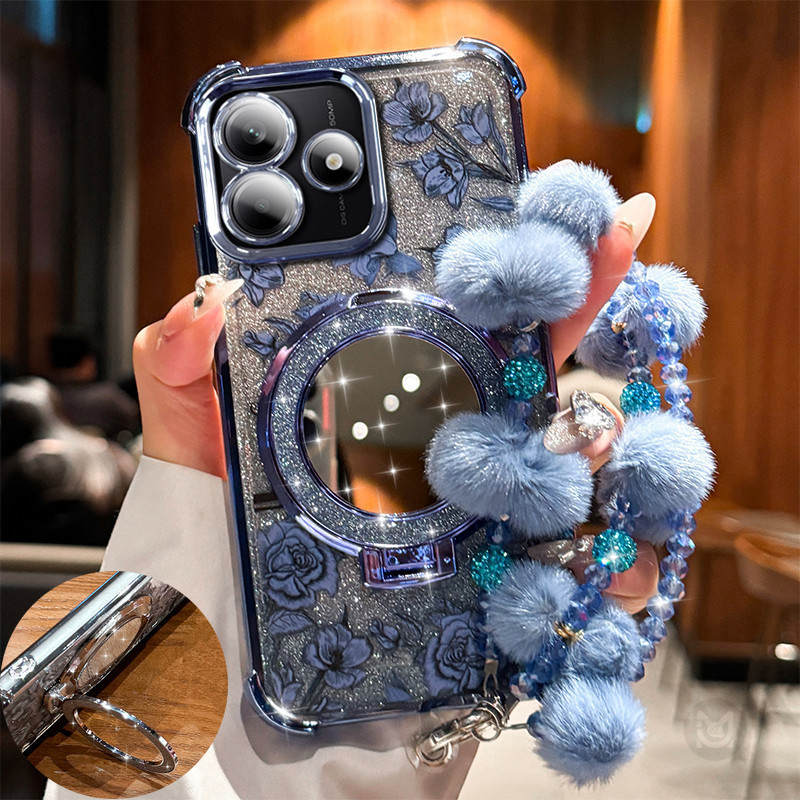 Vỏ Cho VIVO iQOO Z9 Z9X Z8 Z7i Z5 Z6X Z3 Z10 Turbo Mạ Gương Trang Điểm Vỏ Silicon Chống Sốc Có Dây Xích