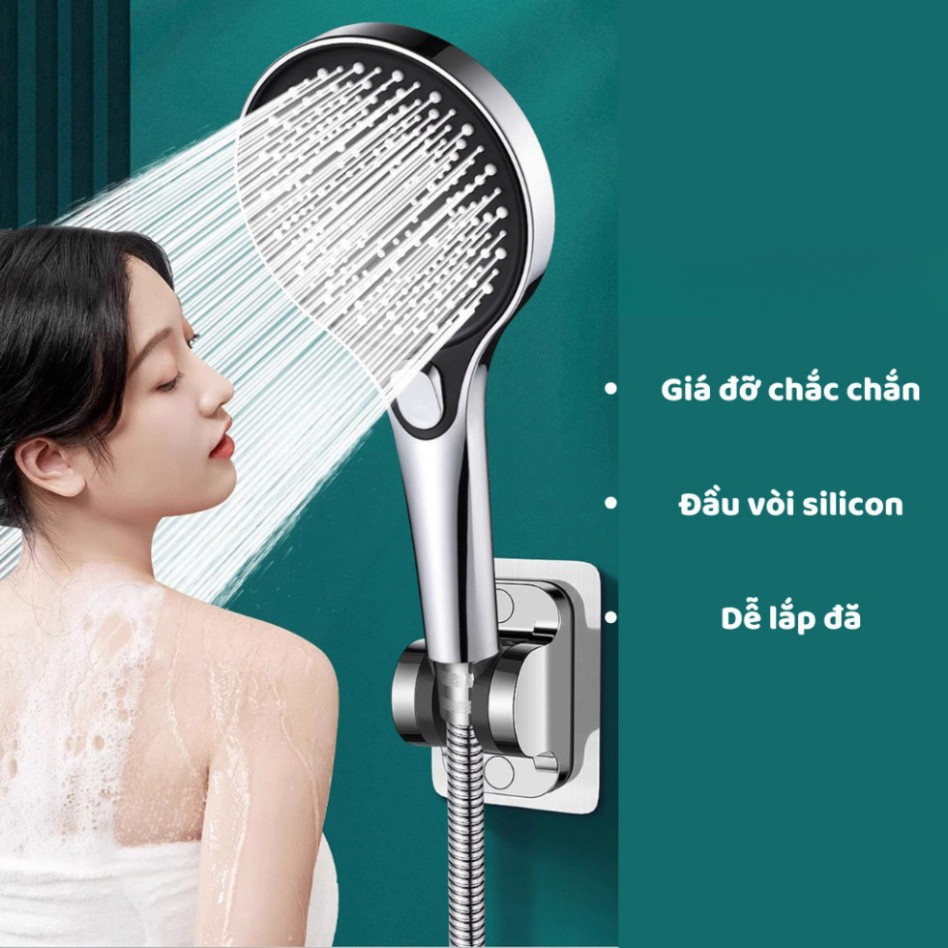Vòi Sen Tăng Áp Siêu Mạnh, Bộ Vòi Hoa Sen Đủ Bộ Dây Dài 2m Và Giá Đỡ Dán Tường