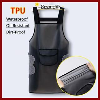 Tạp dề nhà bếp SCANDIFY, Tạp dề làm việc chống dầu chống thấm nước, Tạp dề làm sạch màu đen trong suốt chống bụi bẩn PVC