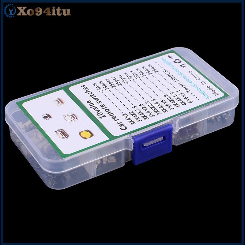 XOITU 250 Cái 10 Loại Nút Nhấn Xúc Giác Chìa Khóa Ô Tô Nút Cảm Ứng Microswitch VN