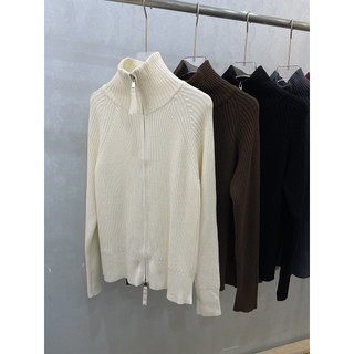 Áo khoác cardigan dáng rộng cổ đứng, dây kéo đôi - Phù hợp thời tiết thu đông, style thoải mái