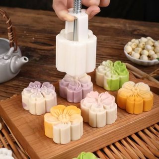 Khuôn hoa đào, hoa mai nhấn lò xo 30g - 50g - 65g làm bánh trung thu, phục linh, bánh dứa - SUNND