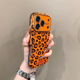 Ốp điện thoại in hình con báo màu cam cửa sổ lớn cho iPhone 17 16 15 14 Pro Max chống sốc bảo vệ camera chống rơi mặt sau mềm