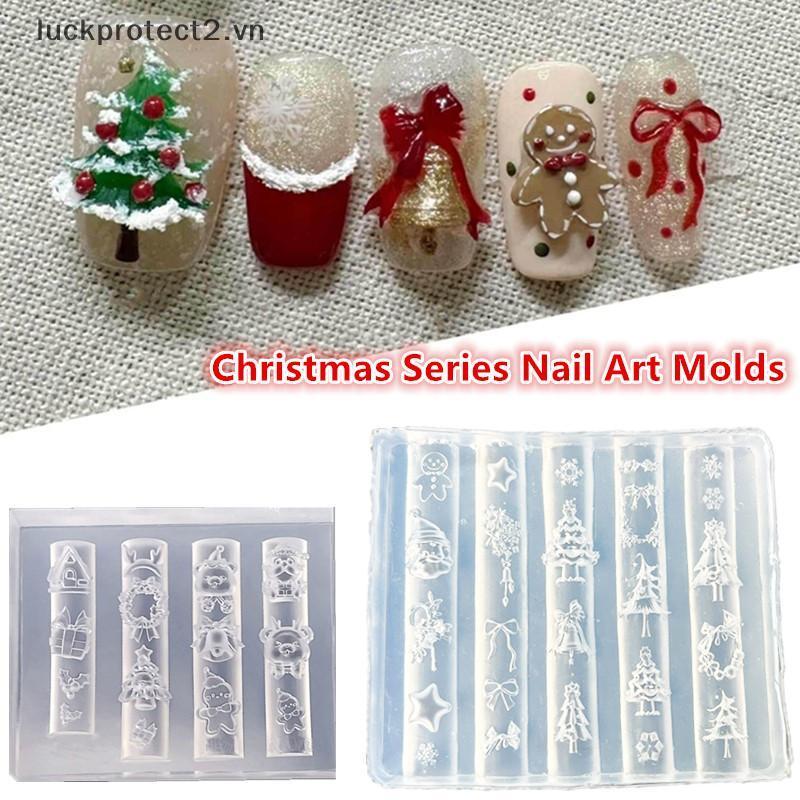 # luckpro # 1 Chiếc Giáng Sinh Người Tuyết Cây Giáng Sinh 3d Khuôn Làm Móng Nai Sừng Tấm Gừng Người Trang Trí Móng Tay Thiết Kế Tự Làm Khuôn Làm Móng Tay Silicon Nghệ Thuật Làm Móng Tay.