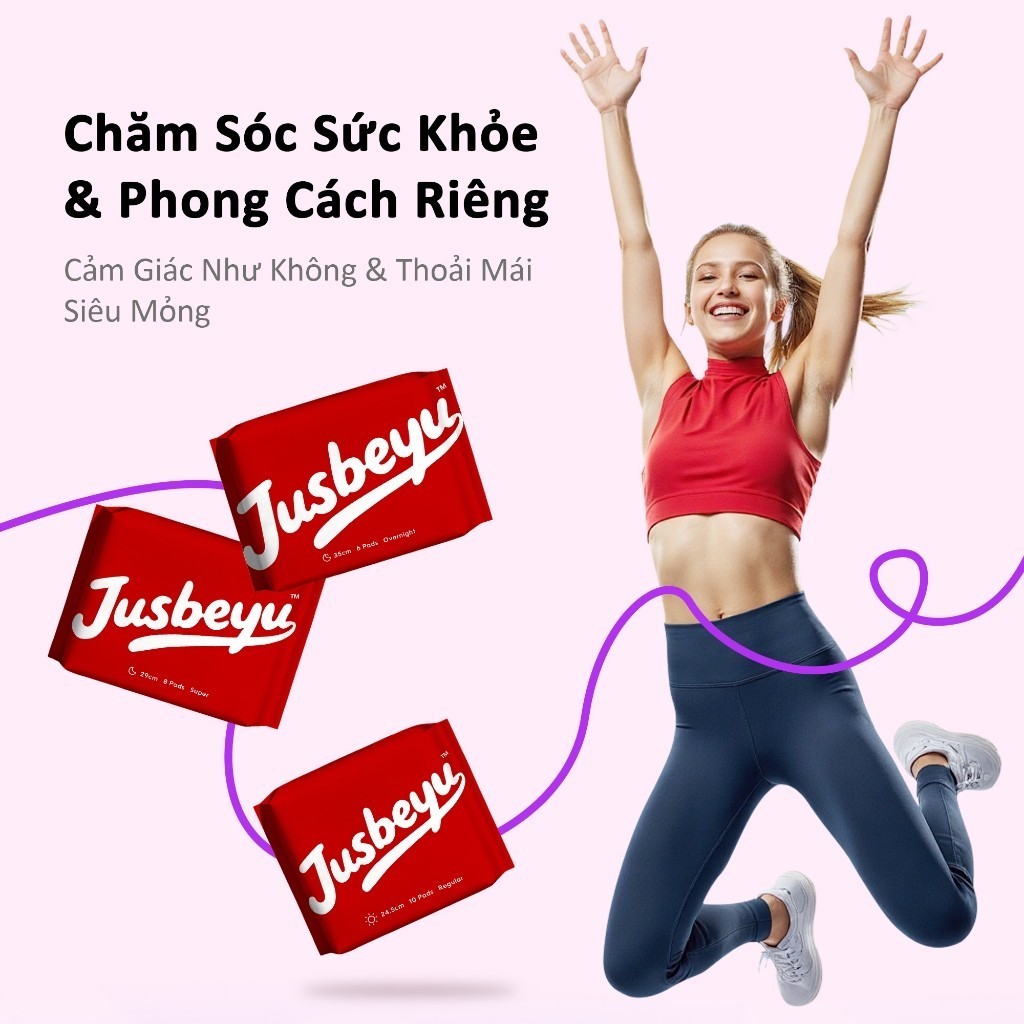 [Combo 6] Băng Vệ Sinh Jusbeyu Siêu Mềm Mỏng Ngày Và Đêm 290mm