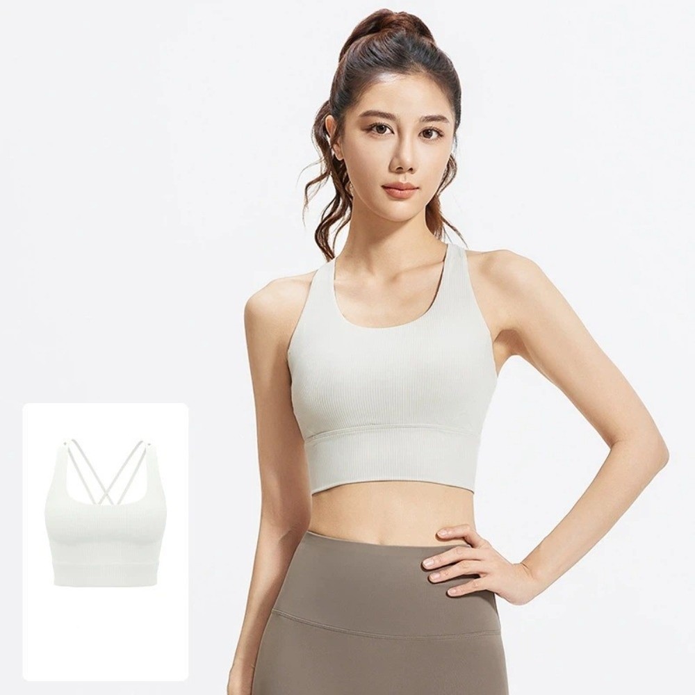 HARRIETT Áo Ngực Yoga Thể Thao Nữ, Họa Tiết Crossover, Chống Sốc, Tác Động Cao, Miếng Lót Cố Định, Liền Mạch, Dùng Tập Gym Yoga