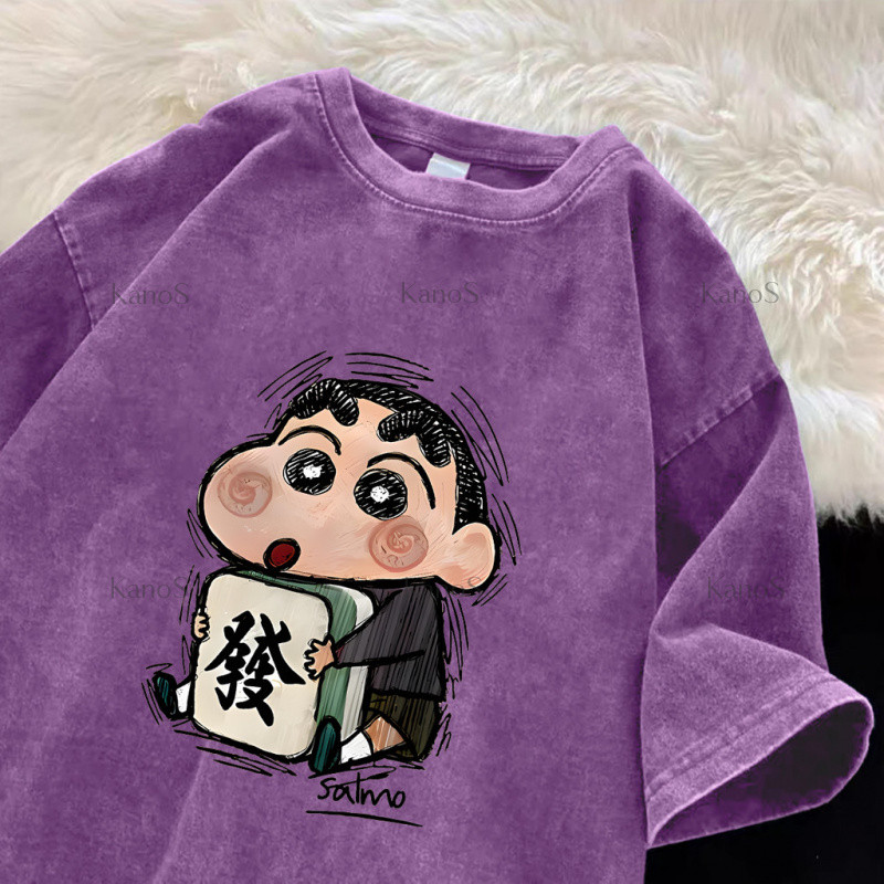 Kanos_shop | áo hè, Hàn quốc dễ thương Crayon Shin-chan print 100% cotton áo sơ mi tay ngắn