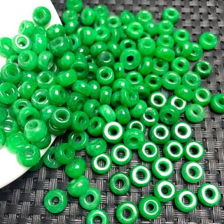 Ngọc khô xanh sắt rồng nguyên lỗ lớn - 6 cái giá - Phụ kiện tự làm vòng tay