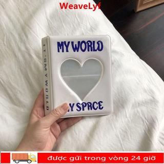 Hộp đựng thẻ ảnh WEAVELYF, 64 túi Album ảnh trái tim tình yêu, Sách thẻ tên PVC rỗng Mini dành cho nữ