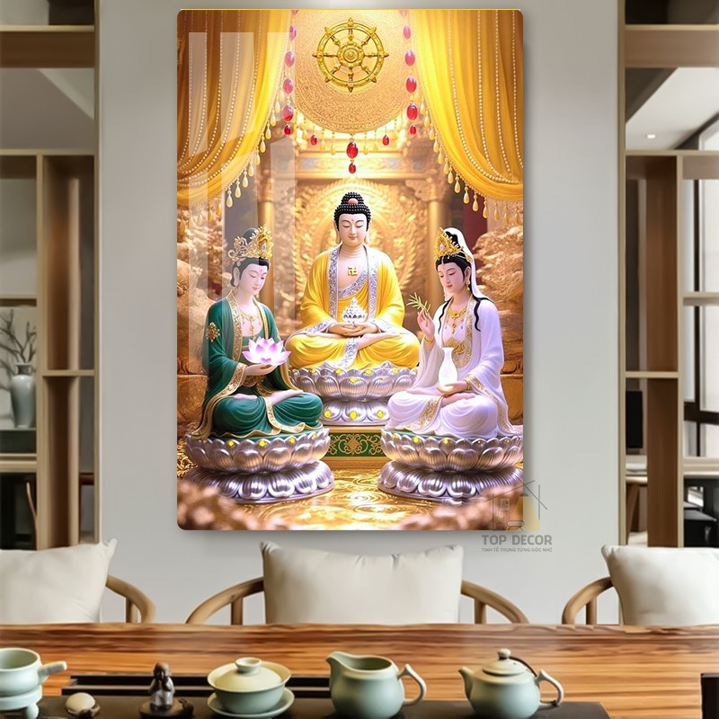 Tranh Phật Giáo Tráng Gương - Tranh Tráng Gương trang phí phong thờ, tranh Phật A Di Đà,tranh Phật Quan Âm - Top Decor