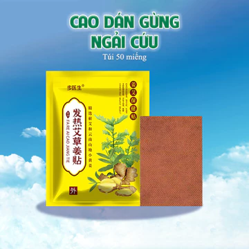 Cao dán gừng ngải cứu giảm đau, Miếng dán nóng hỗ trợ giảm đau lưng, đau nhức xương khớp túi 50 miếng - Husen shop