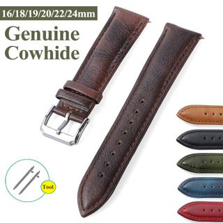 Dây đeo đồng hồ da thật cổ điển Retro 16 / 18 / 19 / 20 / 22 / 24mm Dây đồng hồ phát hành nhanh Dây đeo đồng hồ da bò thuộc da cho Seiko dành cho nam nữ Đồng hồ thạch anh