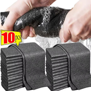 5 / 10 Chiếc Vải Lau Ma Thuật Có Thể Tái Sử Dụng - Khăn Lau Kính Microfiber - Khăn Lau Không Xơ Có Thể Giặt Được Cho Xe Bếp