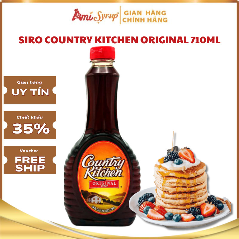Siro Country Kitchen Original 710ml Syrup 24oz Thơm Ngon, Sánh Mịn, Dùng Ăn Kèm Pancake Và Waffles