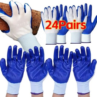 Găng tay làm việc chống mài mòn 12 / 24 Cặp - Găng tay Nitrile chống trượt để làm cỏ, làm vườn, xây dựng
