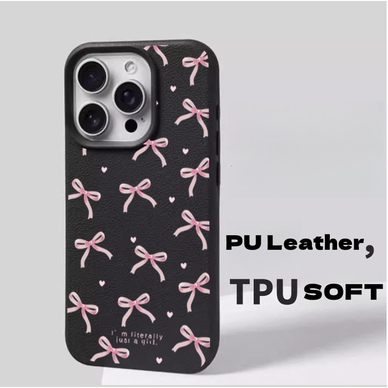 Ốp Lưng Samsung Galaxy A55 A54 A53 A52S A52 A50 A30S A51 A36 A35 A34 A32 Nơ Màu Hồng Da PU Mờ Mềm Mại