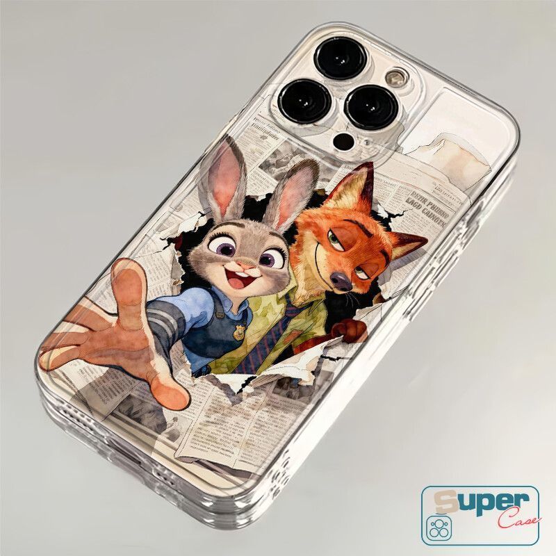 Ốp Lưng Cho Realme C67 C75 C71 C53 C55 C63 C65 C51 Note 50 60 C25 C51s C21Y C30 C25s 5 9i 5S 6i 5i 11 C2 C3 C15 C21 12 C61 C25Y Phim Hoạt Hình Sáng Tạo Zootopia Fox Bunny Cặp Đôi