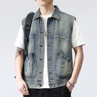 Áo vest denim nam thiết kế thời trang kiểu Mỹ, chất lượng cao