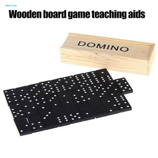 AMAR Black Domino Toy Adults Domino Game 28 chiếc Black Double 6 Dominoes Set kèm hộp lưu trữ bằng gỗ – Trò chơi bảng cổ điển di động dành cho trẻ em Người lớn Tiệc du lịch ban đêm gia đình