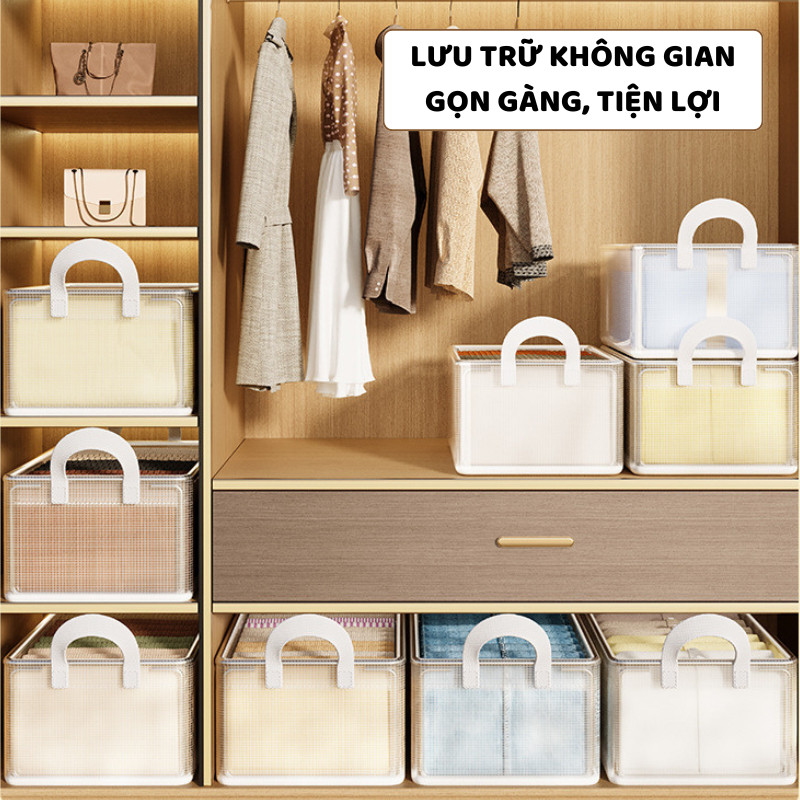Hộp Đựng Quần Áo ENODA HOME Chất Liệu Vải PVC, Hộp Vải Có Khung Thép Lưu Trữ Quần Áo, Gấp Gọn, Có Quai Cầm HV049