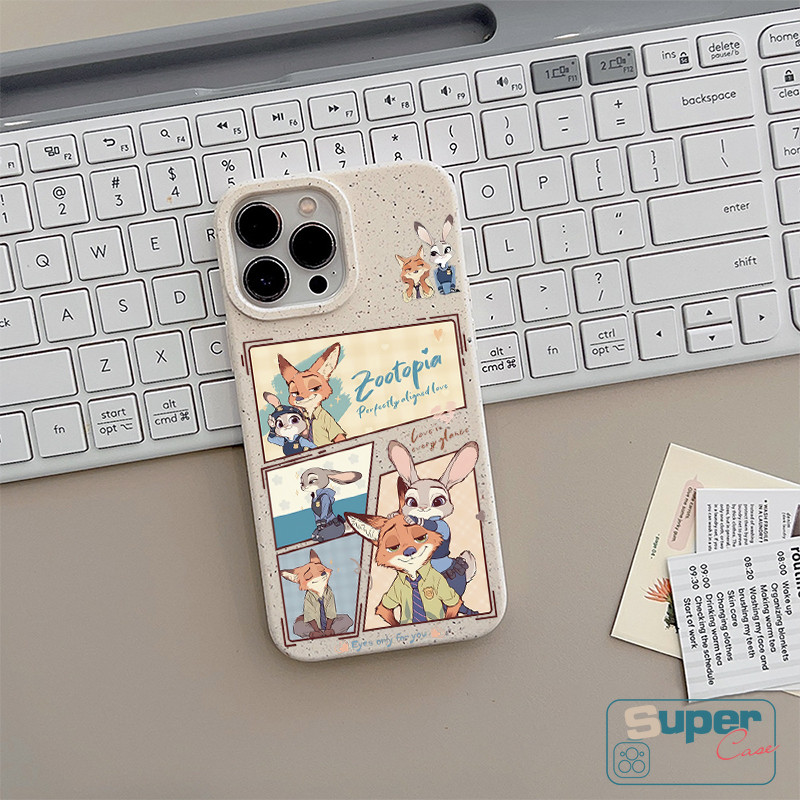 Ốp lưng tương thích cho IPhone 17 16 11 15 13 14 12 Pro Max Air XR X XS Max 15 6 6s 16 8 14 Plus SE 2020 Phim hoạt hình thời trang dễ thương Zootopia Fox Nick Bunny Judy Vỏ thân thiện với môi trường có thể phân hủy