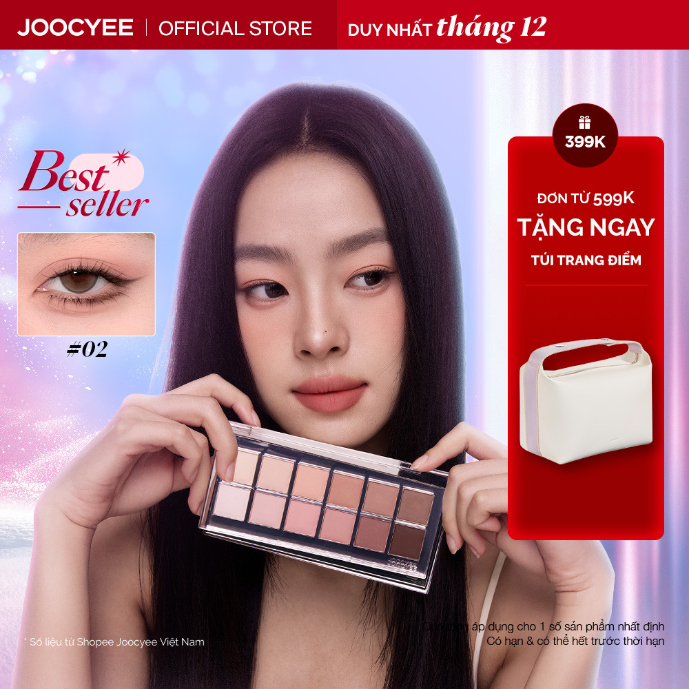 [BÁN CHẠY NHẤT]  Bảng Phấn Mắt JOOCYEE 12 ô Đa Năng Dễ Tán Tự Nhiên Mịn Màng Nhũ Sáng Tiệp Da Mỏng Nhẹ Lâu Dài Mềm Mại Bền Màu Trang Điểm Mắt Mới Chất Lượng Cao 11g