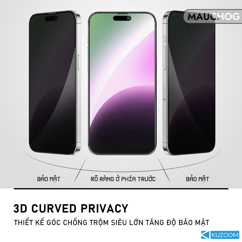 Kính Cường Lực Kuzoom Chống Nhìn Trộm Siêu Mỏng Cho Điện Thoại iPhone 17 Pro Max 16 15 13 12