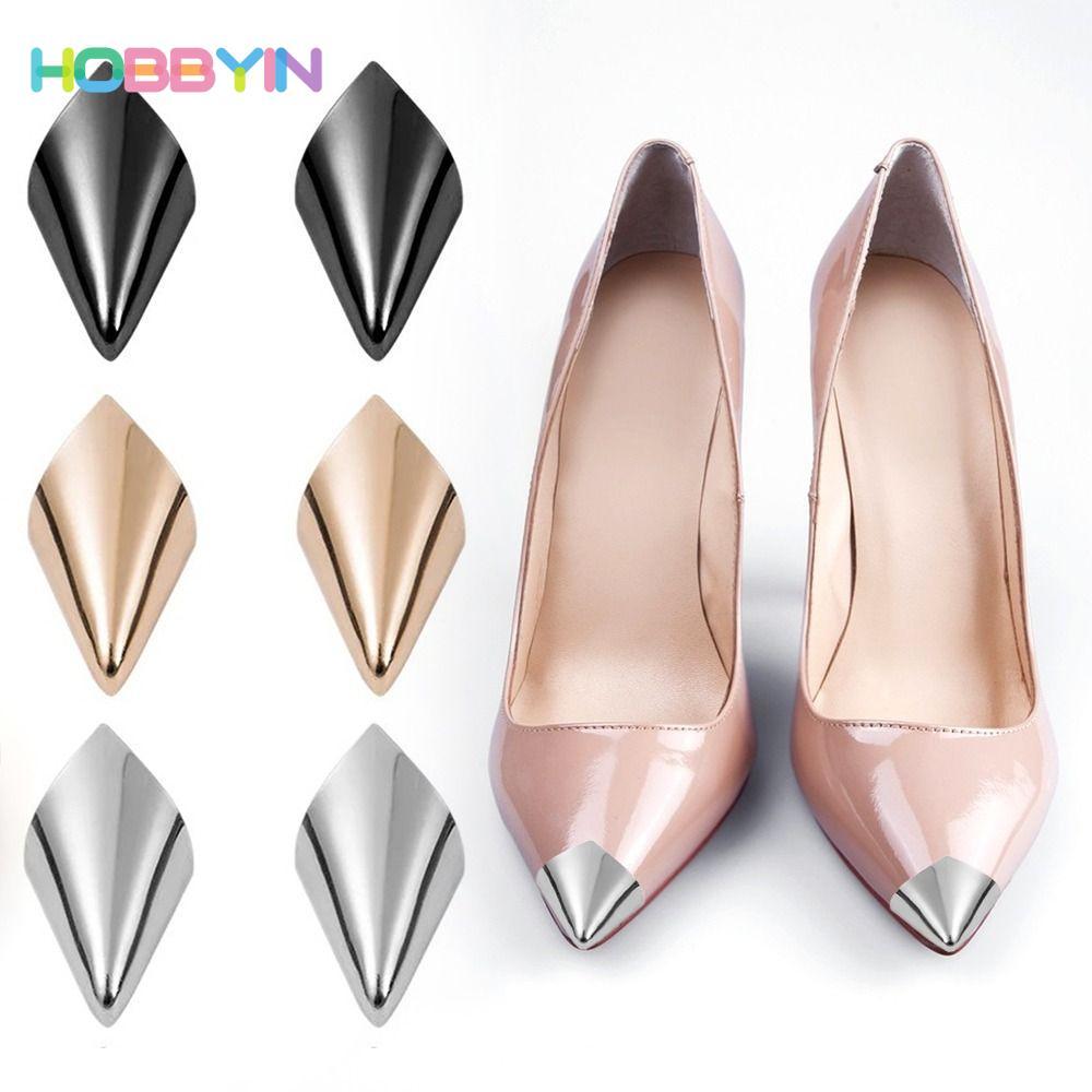 HOBBYIN 1 đôi bảo vệ mũi giày nhọn chống mài mòn, chống đá, đầu mũ kim loại cho giày cao gót