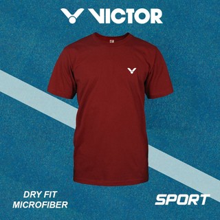 VICTOR Áo sơmi ngắn tay 100% bông hữu cơ, in hình thể thao cổ tròn, phù hợp cho cả nam và nữ