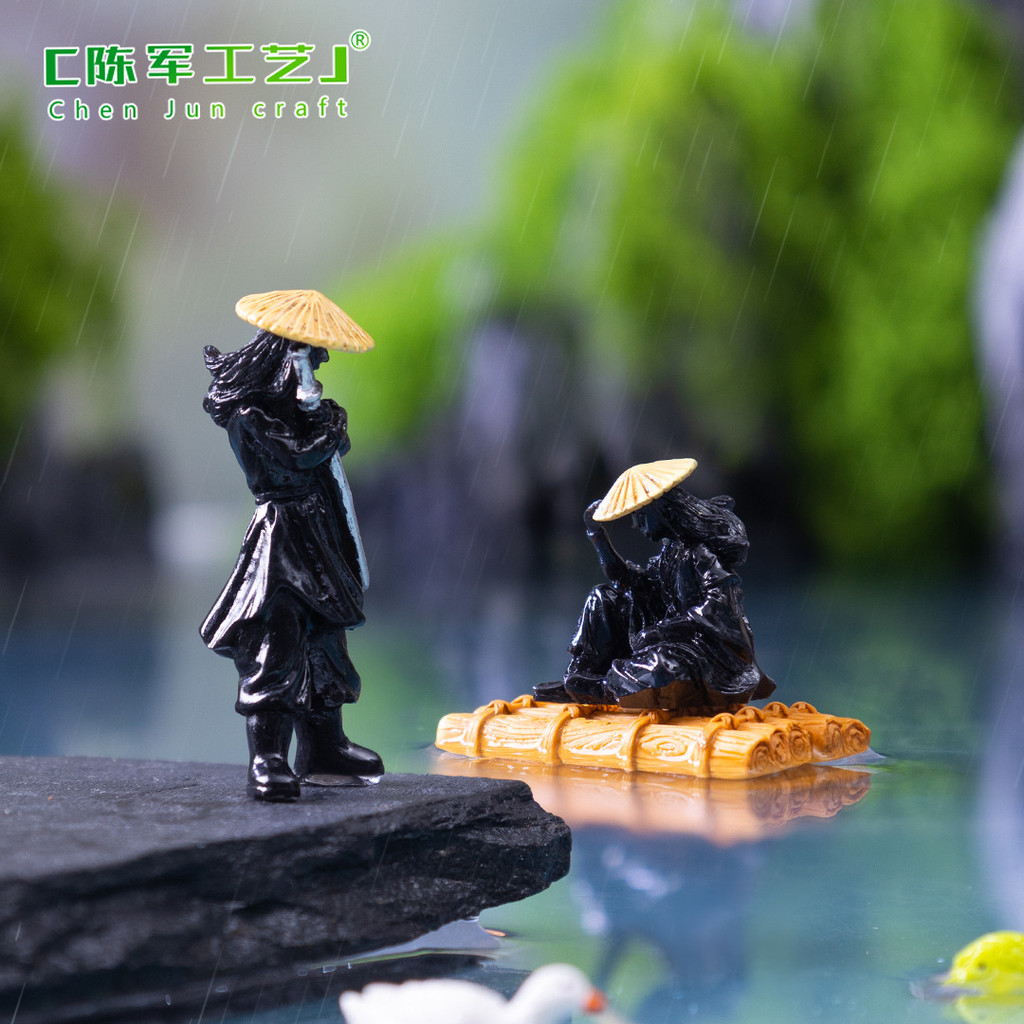 Sáng Tạo Phong Cách Cổ Đại Jiang Taigong Câu Cá Theo Chủ Đề Eco Chai DIY Treo Trang Trí Phong Cảnh Micro Trang Trí Nhỏ