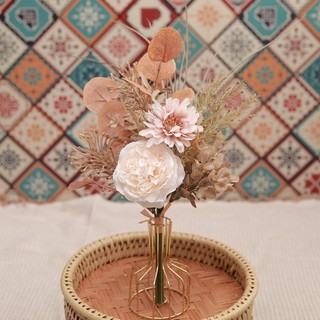Bó Hoa Hồng Mẫu Đơn Giả Lụa Màu Thu Vintage Trang Trí Nhà Cửa Đám Cưới Đẹp Sang Trọng Cỏ Lau Khô Lá Bạch Đàn Eucalyptus Retro Decor Phòng Khách Bàn Làm Việc Đạo Cụ Chụp Ảnh Cao Cấp Tone Cam Đất Kem Nhạt Boho Thẩm Mỹ Nghệ Thuật Quà Tặng Sinh Nhật Handmade