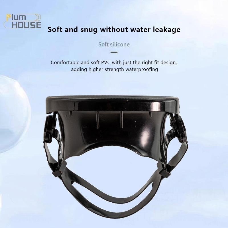 PlumHOUSE Mặt nạ lặn ống thở hình bầu dục Mặt nạ câu cá Toàn cảnh Kính nhìn rộng Kính cường lực Kính lặn ống kính dành cho người lớn VN