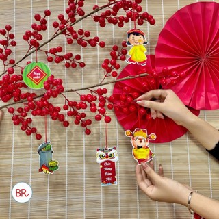 [HỎA TỐC HCM]Set Dây liễn treo Tết 2026 Tag Sticker trang trí cây mai, đào đông- Dây khánh liễng treo hottrend ANGIHOME