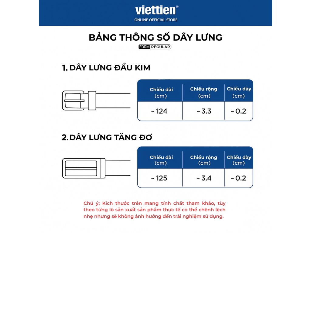 Dây lưng đầu kim VIETTIEN da Bò form REGULAR VT00000596