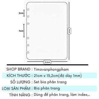 Index A5 Nhựa Trong Bìa Phân Trang Sổ Còng Trang Trí Album Idol Timo VPBL05