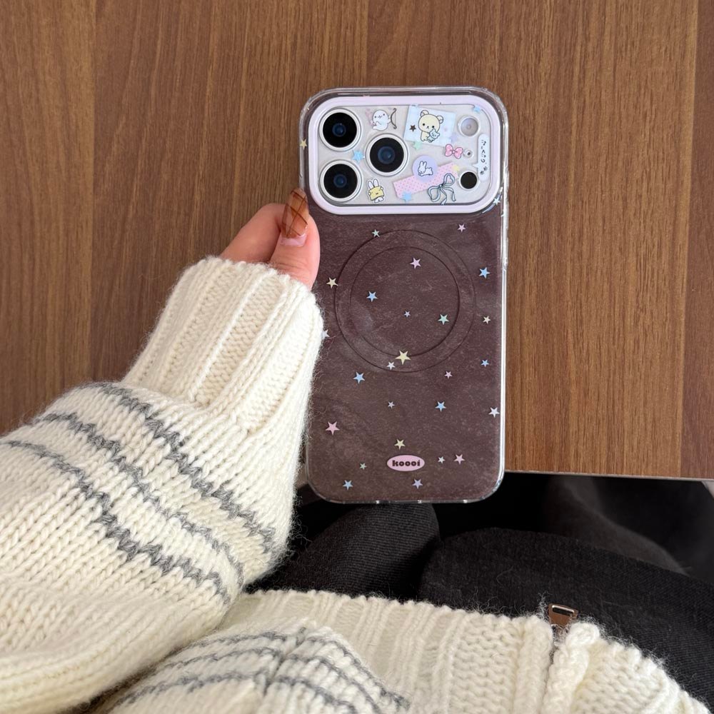 Ốp Lưng Cứng Tương Thích Với iPhone 13 14 14Pro 14ProMax 15 15Pro 15ProMax 16 16Pro 16ProMax 17 17Pro 17ProMax Ốp Nam Châm Họa Tiết Ngôi Sao Nhiều Màu Sắc