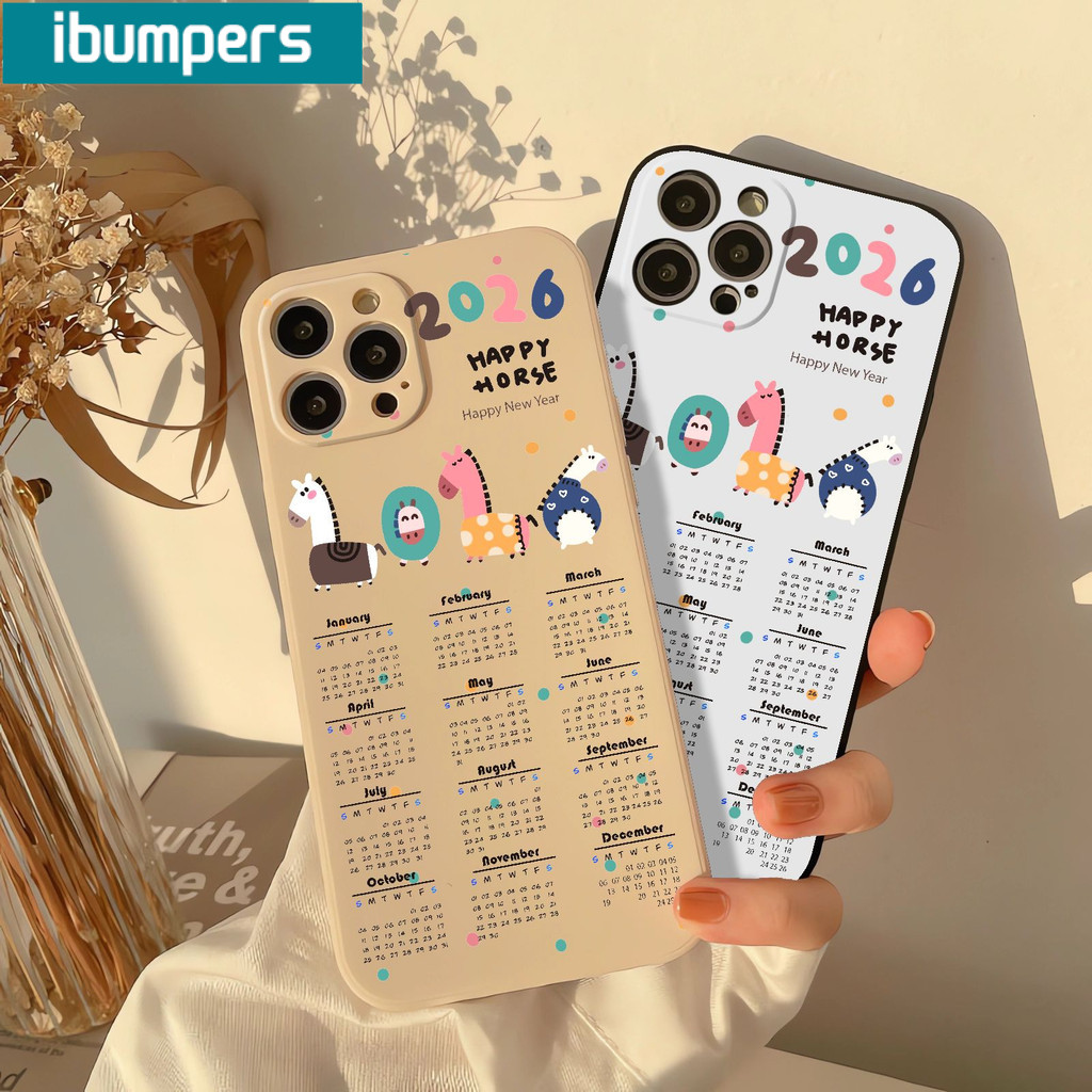 Ibumpers Ốp Điện Thoại Họa Tiết Ngựa Dễ Thương 2026 Họa Tiết Calenda Silicon Mềm Cao Cấp Vỏ Chống Sốc Cho iPhone 11 12 13 14 15 16 Pro Max IP 7 8 Plus Iphon X XS XR Xs max
