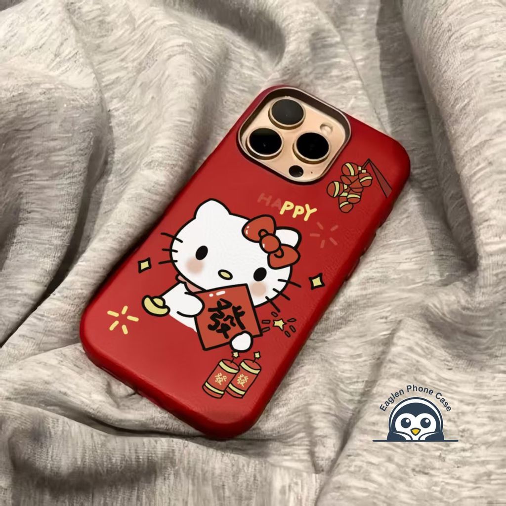 Ốp Da PU Mèo Kitty Năm Mới Dễ Thương Cho OPPO Reno 14F 14 13 12F 12 11F 11 10 8 6 Pro Plus 13F 8 8T 8Z 7 7Z 6Z 5K 5F 5Z 4 Lite 4F 5G 4G Cover Ốp điện thoại mềm chống sốc