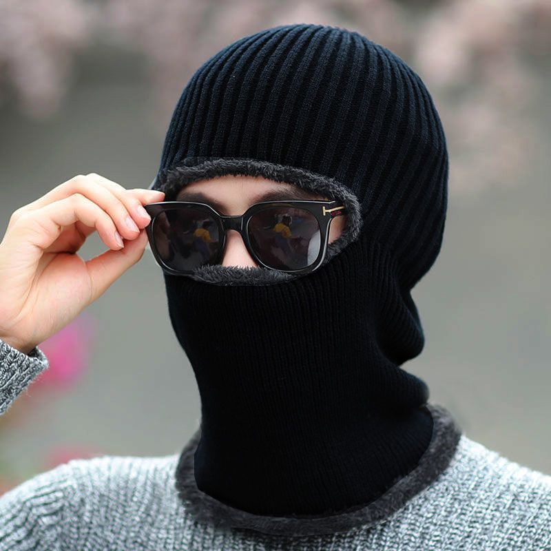 Mũ len trùm đầu ninja lót lông che kín cổ gáy ấm áp mùa đông thích hợp nam và nữ