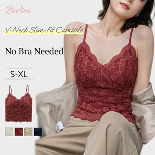 『Brelira』Áo hai dây ren đỏ Giáng sinh, đệm ngực lưng đẹp, giúp thon gọn, mặc trong các buổi tụ họp, áo hai dây lễ hội dành cho nữ