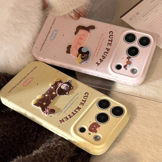 Hàn Quốc Hoạt Hình Dễ Thương Thêu Dachshund Mèo Tình Yêu Khung Trái Tim Ốp Lưng Điện Thoại iPhone 17Promax 12 13 14 15 16 Pro Max Silicon Mềm Chống Sốc Nữ Điện Thoại Di Động