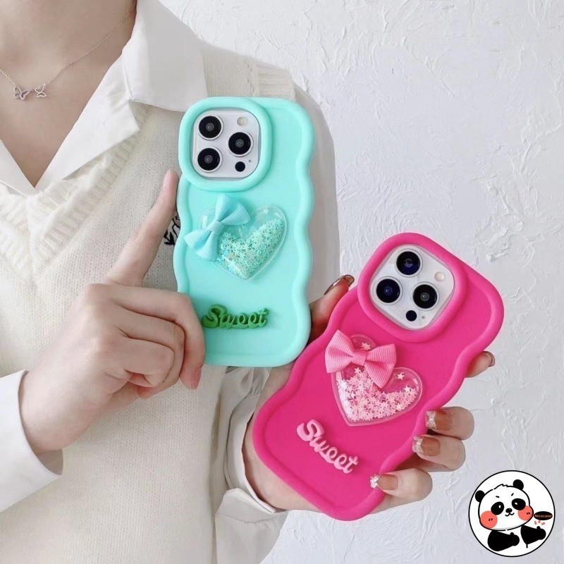 Ốp Điện Thoại Tình Yêu Lấp Lánh 3D Wave Cho Moto Edge 60 60S Pro 50 Fusion 40 Neo G85 G56 G100 Pro 5G 4G Vỏ Mềm Màu Kẹo Macaron Dễ Thương