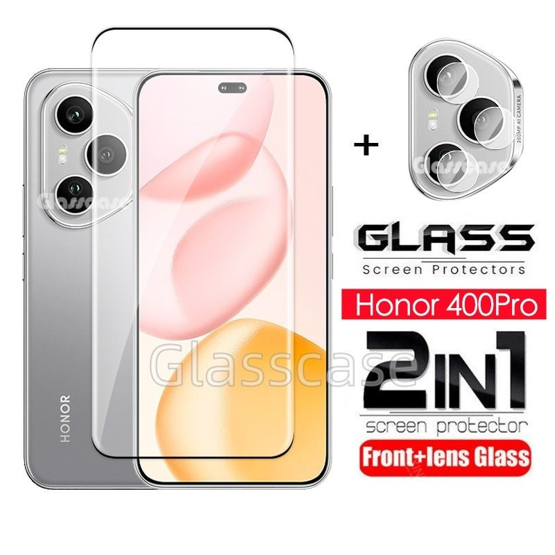 2 Trong 1 9H HD Bảo Vệ Màn Hình Kính Cường Lực Cho Honor 400 pro lite 400pro 400lite 400smart Honor400 Honor400pro Bảo Vệ Màn Hình Camera Mặt Sau Ống Kính Bảo Vệ Full Cover Phim Trước