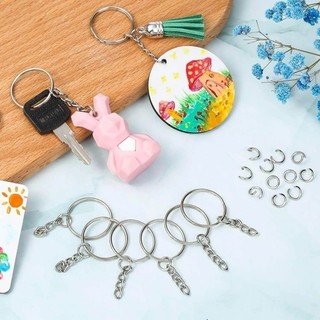 20 / 50 Chiếc Móc Khóa Trống Mạ Bạc - 25mm Split Keyfobs DIY Phụ Kiện