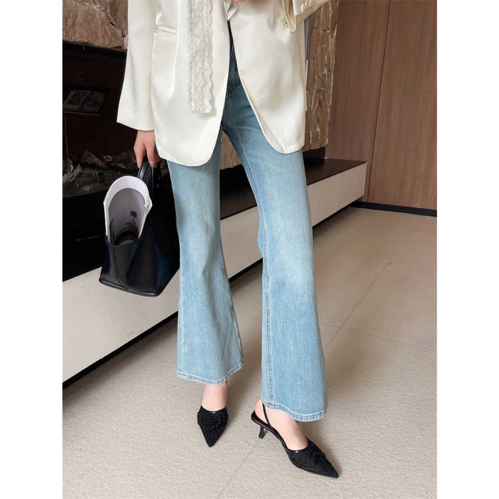 KD Ren Trắng Mules Nữ Mùa Hè Thêu Gạc Thoáng Khí Rỗng Dép