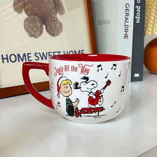 Cốc Nước Giáng Sinh Snoopy Hoạt Hình Cốc Ăn Sáng Cốc Bột Yến Mạch Cốc Dung Tích Lớn Hộ Gia Đình Gốm Sữa Cốc