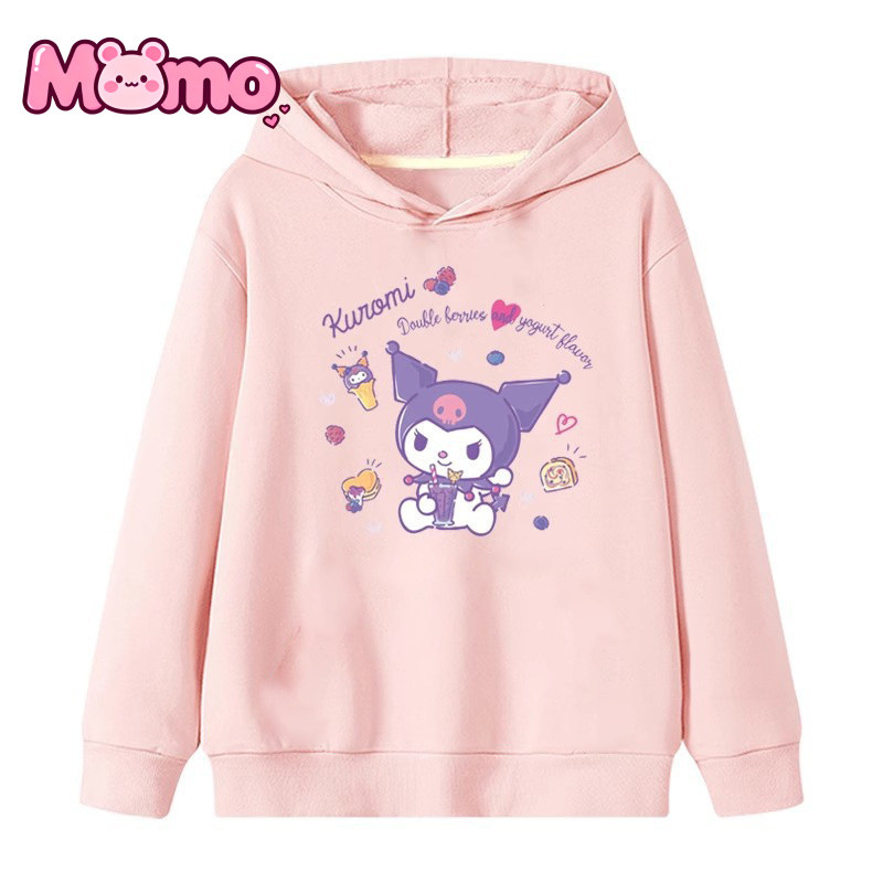 Quần Áo Trẻ Em Kuromi Áo Chui Đầu Có Mũ Trùm Đầu Mới In Hình Hoạt Hình Thường Ngày Cho Trẻ Lớn Tuổi