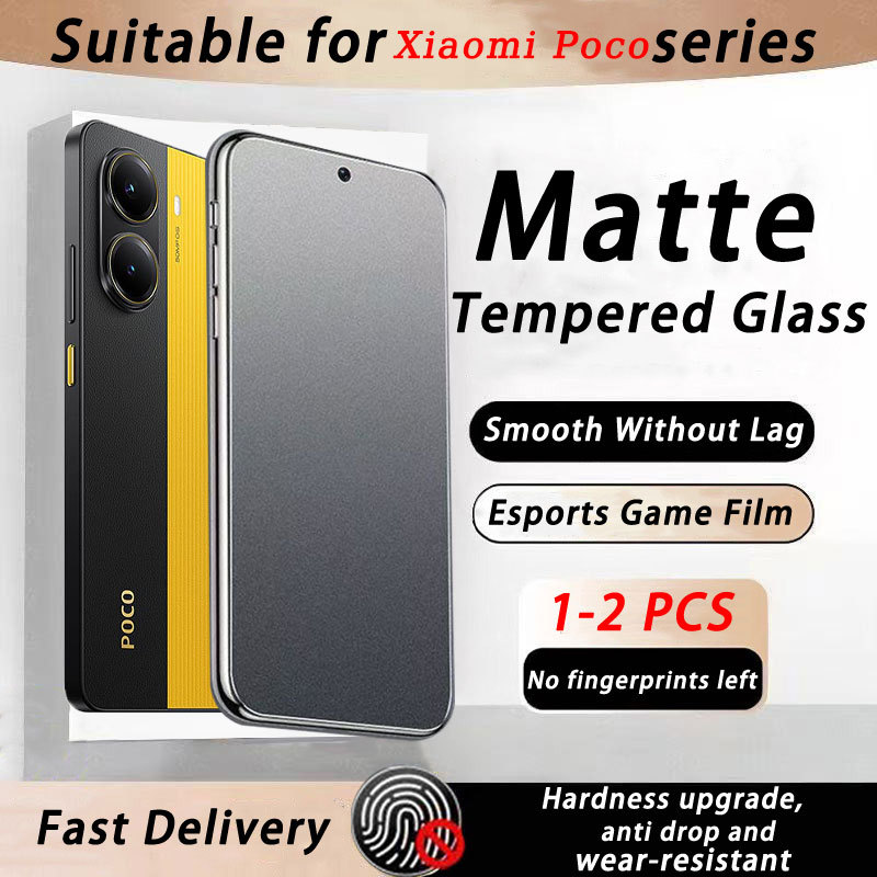 Kính cường lực mặt nhám chống bám vân tay cho Xiaomi Poco X7 X6 Neo X5 X4 X3 NFC M7 M6 M5 M5s M4 M3 F7 Ultra F6 F5 F4 GT Pro Plus 4G 5G 2025