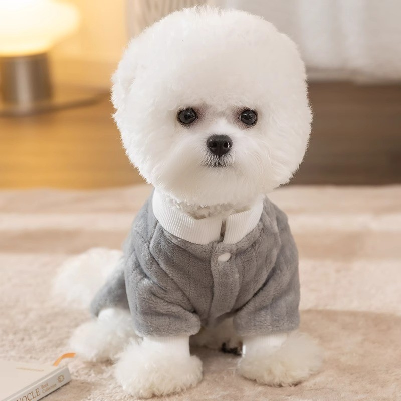 【Ready Stock】 Autumn and Winter Dog Japanese and South Korean Cute Cartoons Bear Traction Four Feet Fluffy Jacket Cat Warm Thickened Pet Dog Clothes raZa